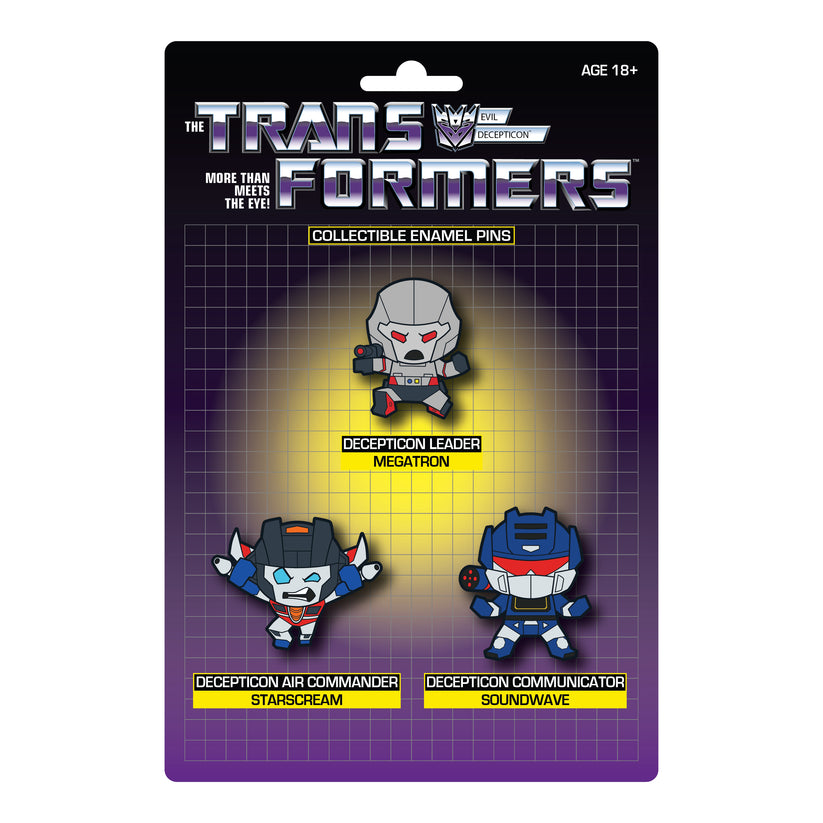 Transformers Decepticons Kawaii Pin Set Megatron Starscream Soundwave ...